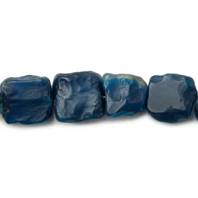 10-14mm Cozumel Blue Agate Beads Tumbled Hammer Faceted Square 8 inch 17 pcs