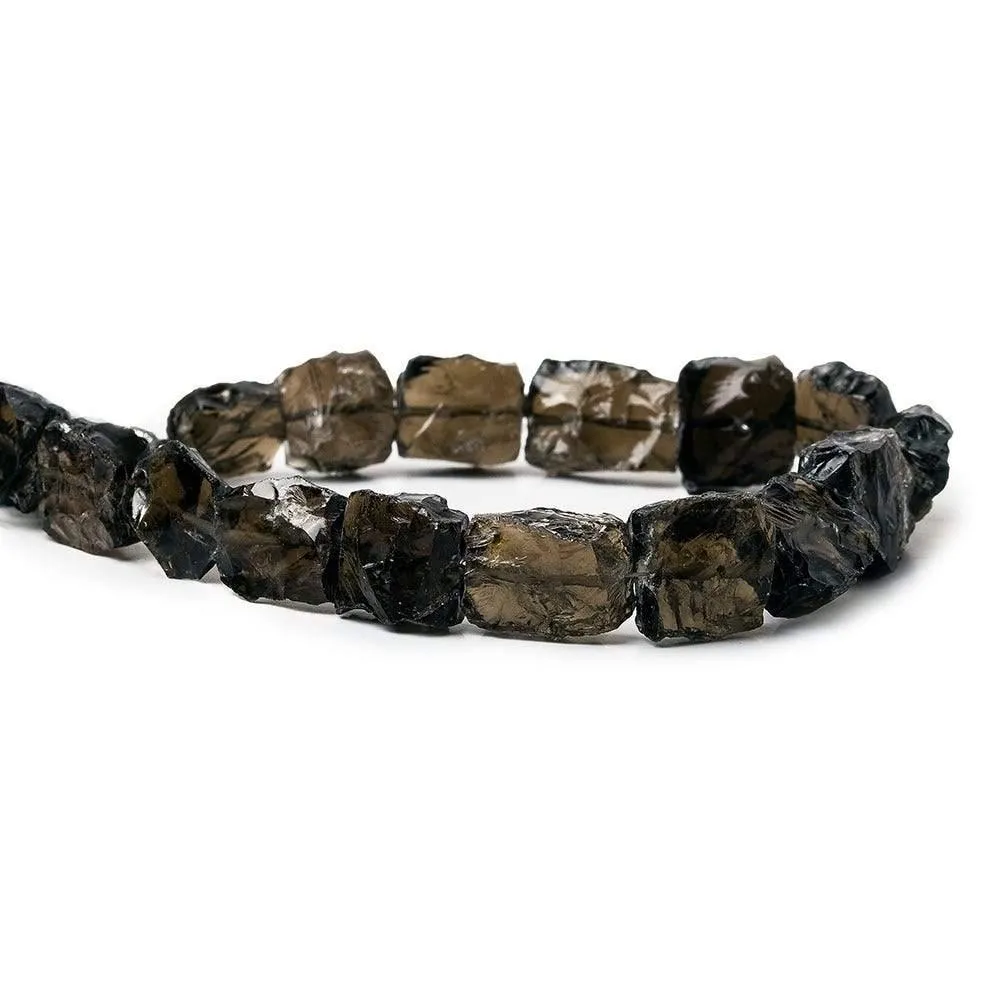 10x7-13x12mm Smoky Quartz Beads Hammer Faceted Rectangle 8 inch 15 pcs