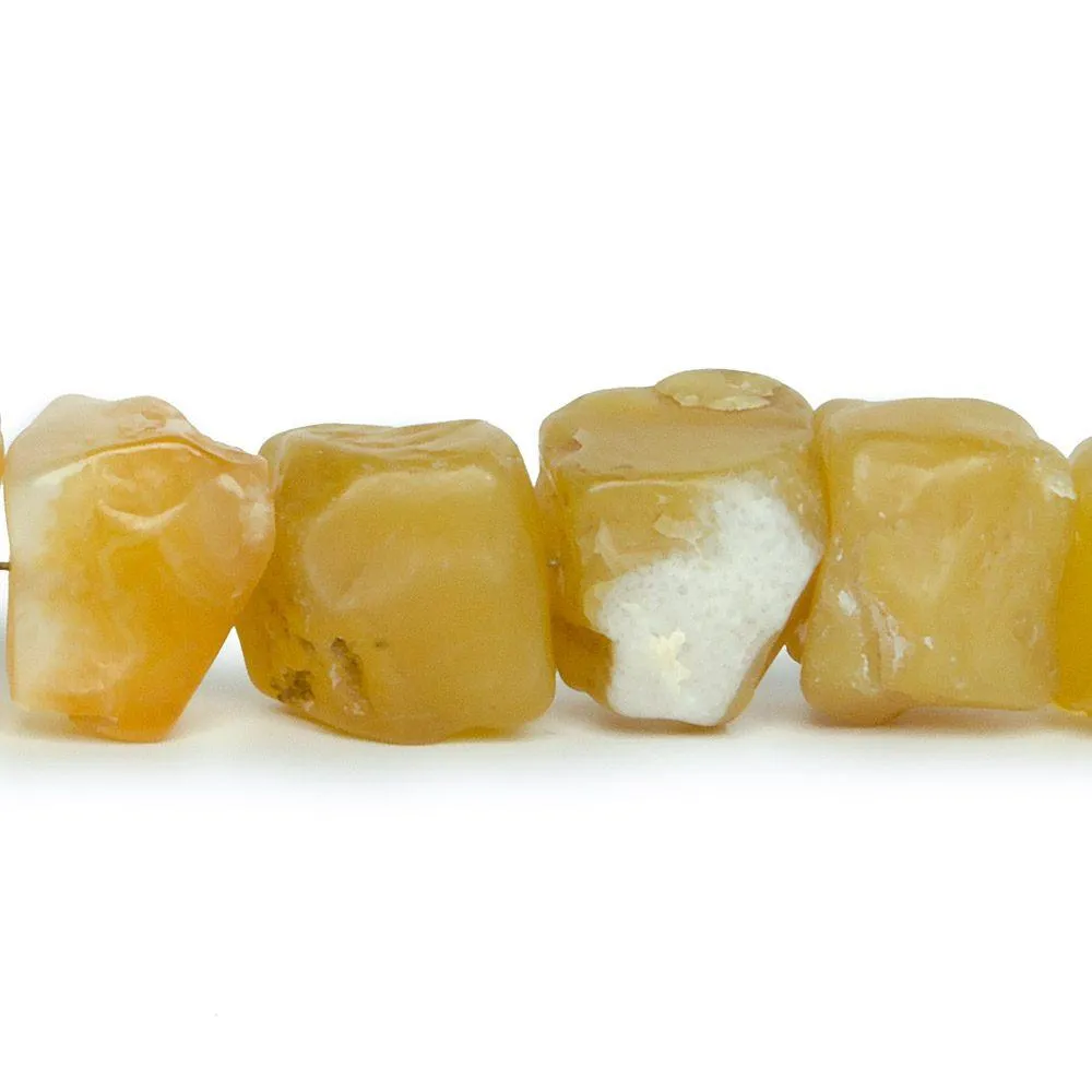 11x11-13x13mm Lemon Drop Yellow Agate Hammer Faceted Cube 8 inch 17 pieces
