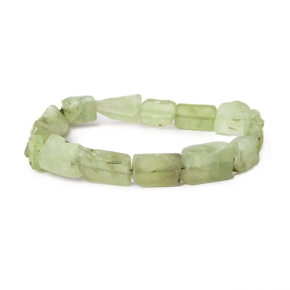 11x9-15x10mm Prehnite Beads Tumbled Hammer Faceted Rectangular 8 inch 16 pcs