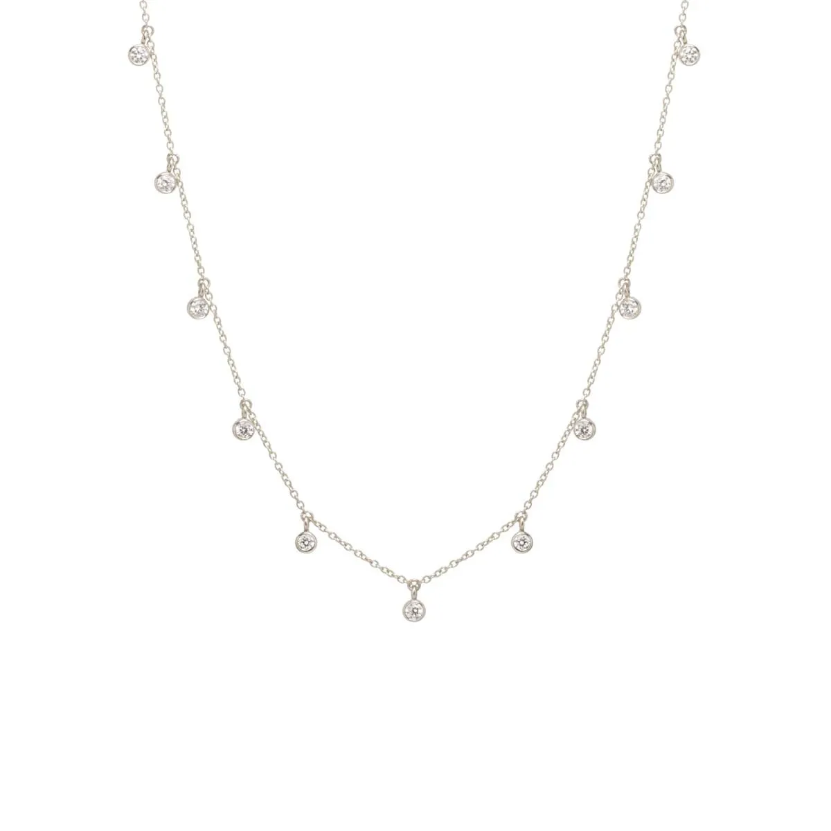 14k 11 Large Dangling Diamond Bezel Choker Necklace
