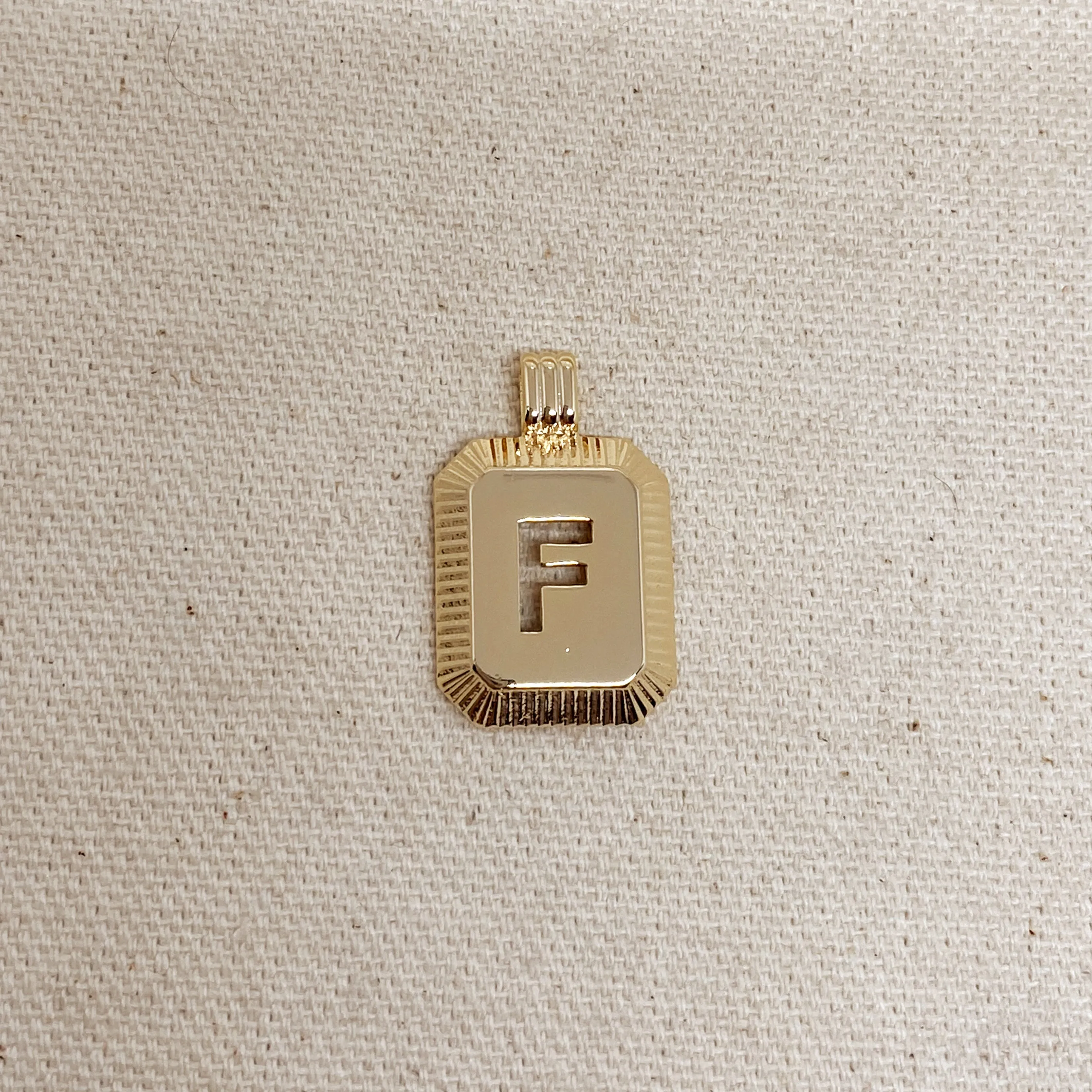 18k Gold Filled Initial Plate Pendant Letter F