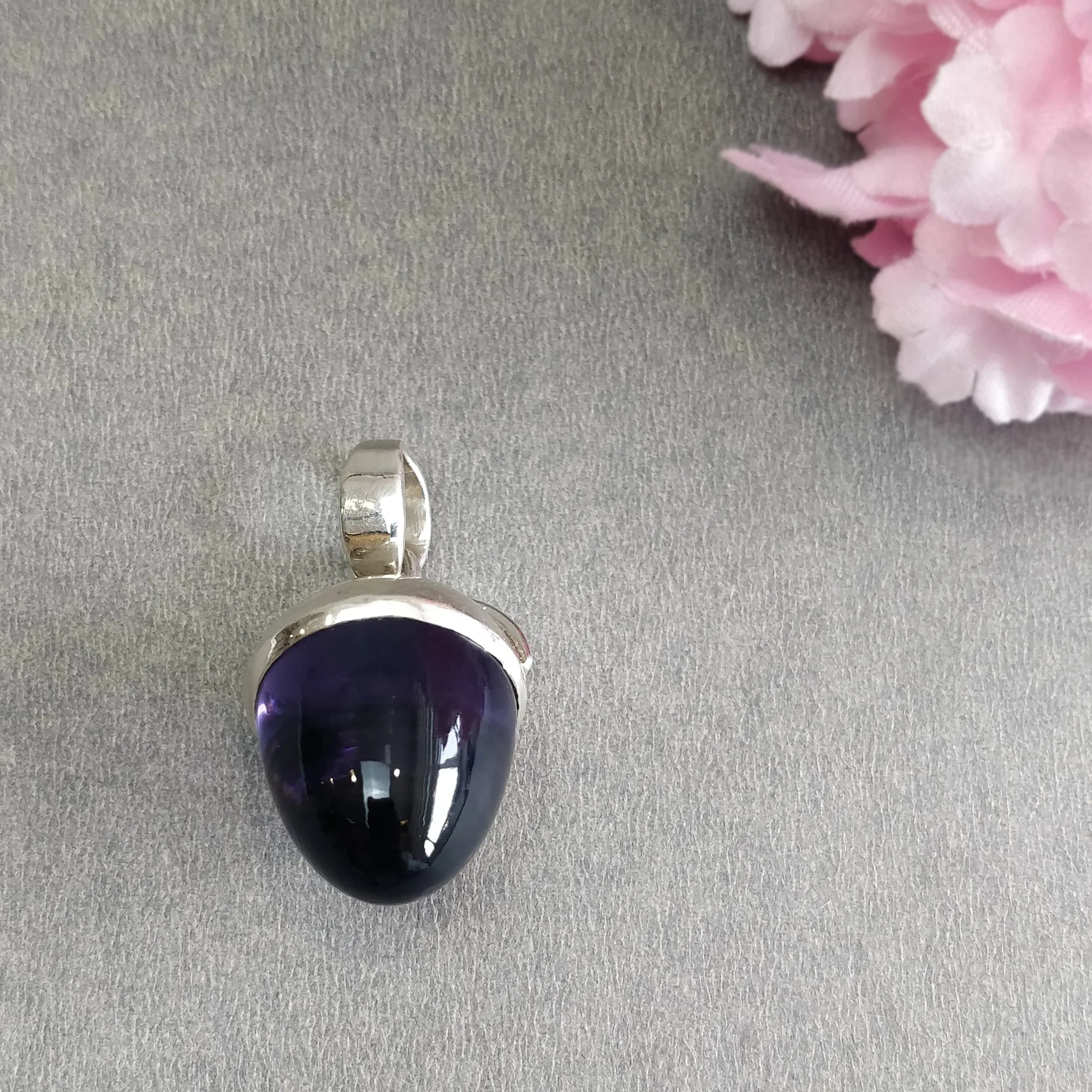 925 Sterling Silver With Rhinestone Pendant : 15.50gms(Approx) Fashion XL Size Bullet Pendant 1.5" Gift For Her