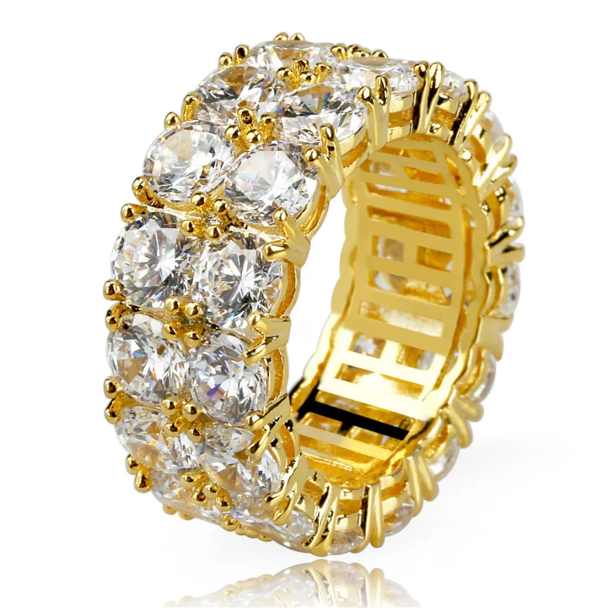 9mm Double Row Zircon Gold Ring