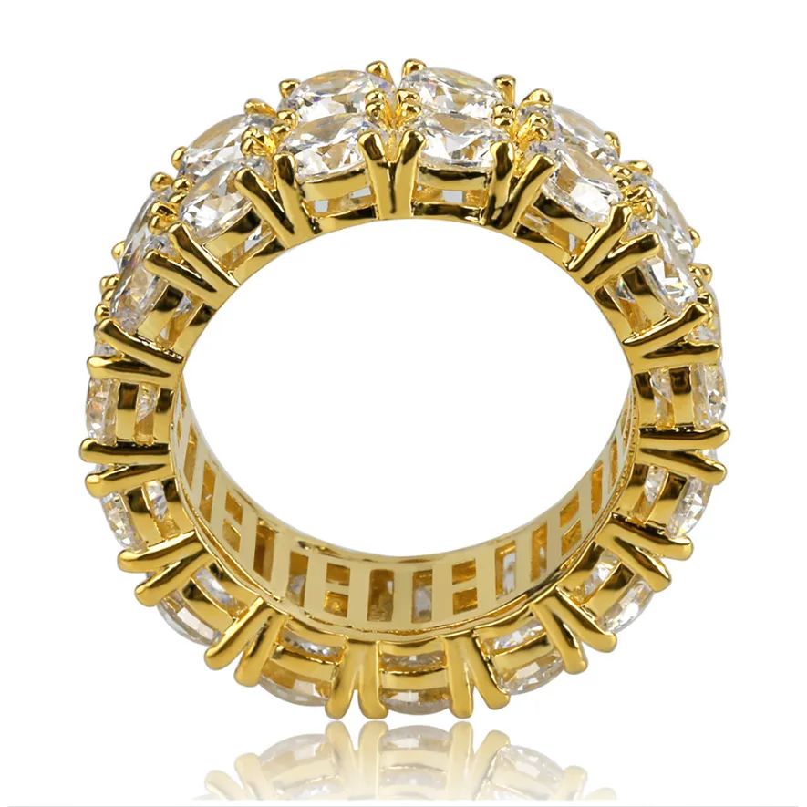9mm Double Row Zircon Gold Ring