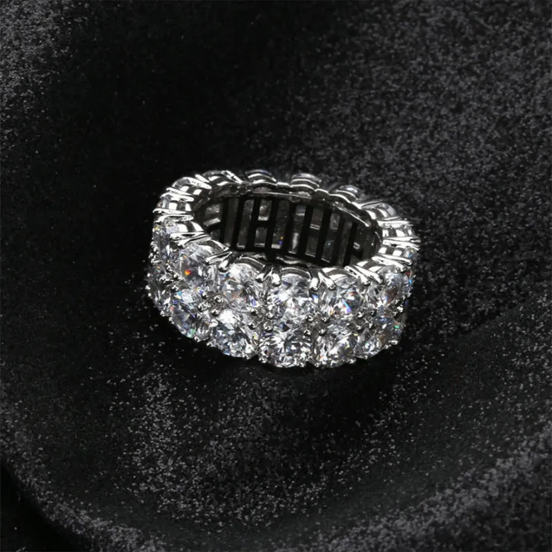 9mm Double Row Zircon Gold Ring