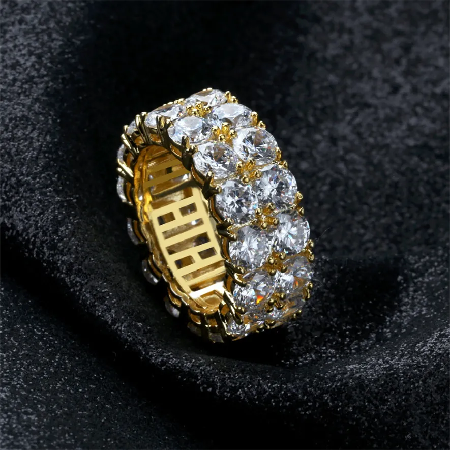 9mm Double Row Zircon Gold Ring