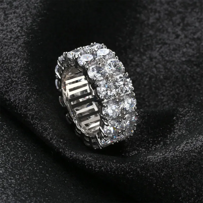 9mm Double Row Zircon Gold Ring