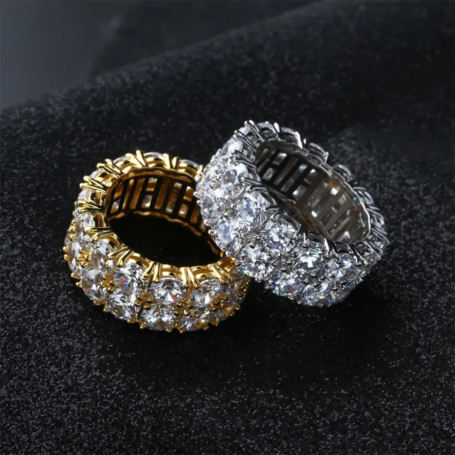 9mm Double Row Zircon Gold Ring
