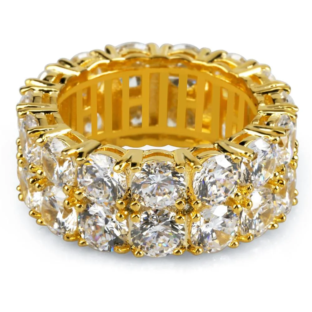 9mm Double Row Zircon Gold Ring