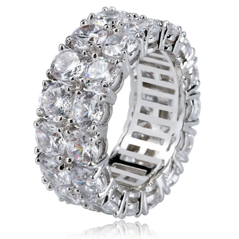 9mm Double Row Zircon Gold Ring