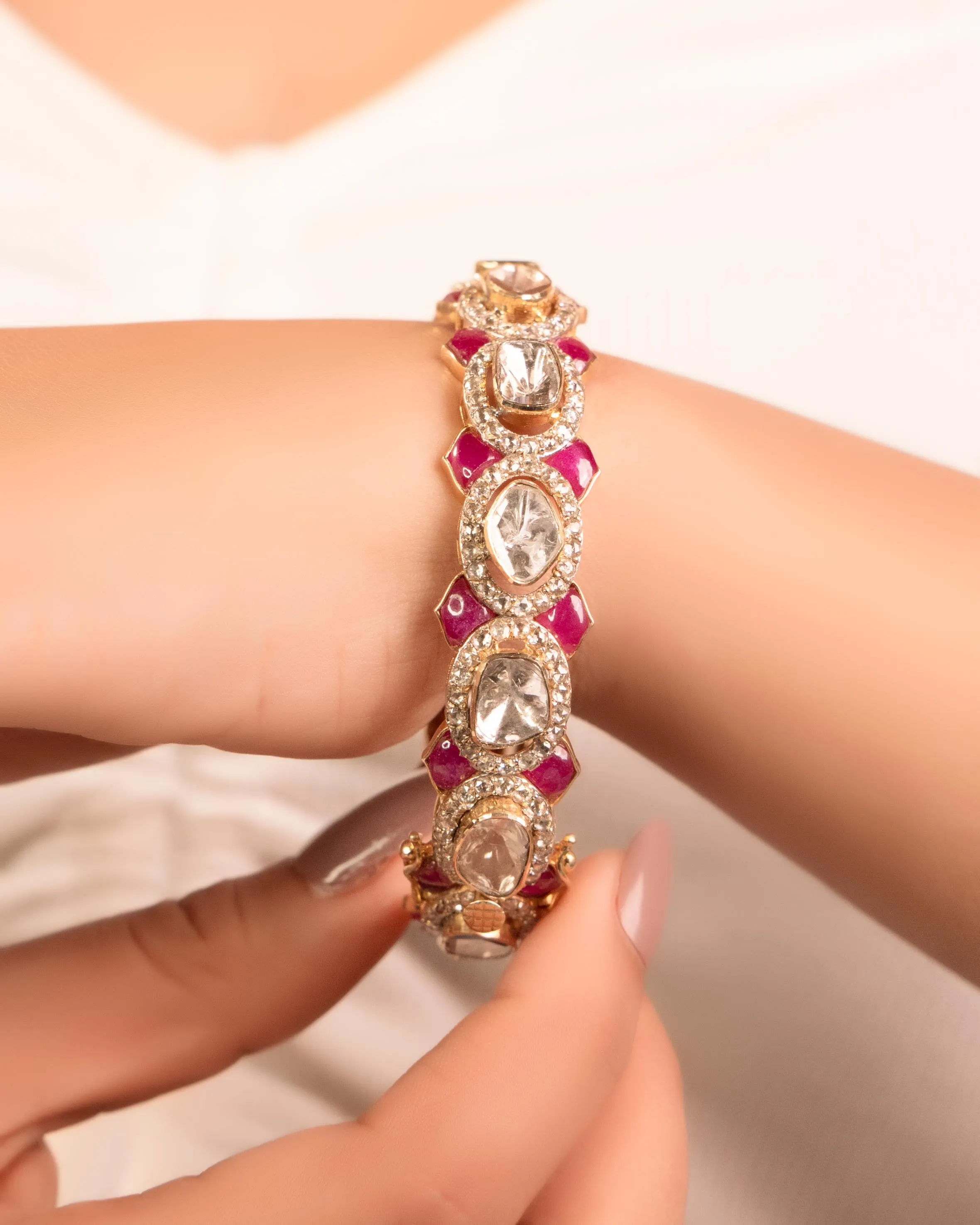 Aaradhya Ring And Priya Bangle Polki And Diamond Set