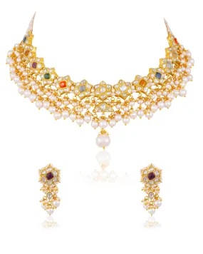 Ailish Necklace And Davina Tops Polki Set
