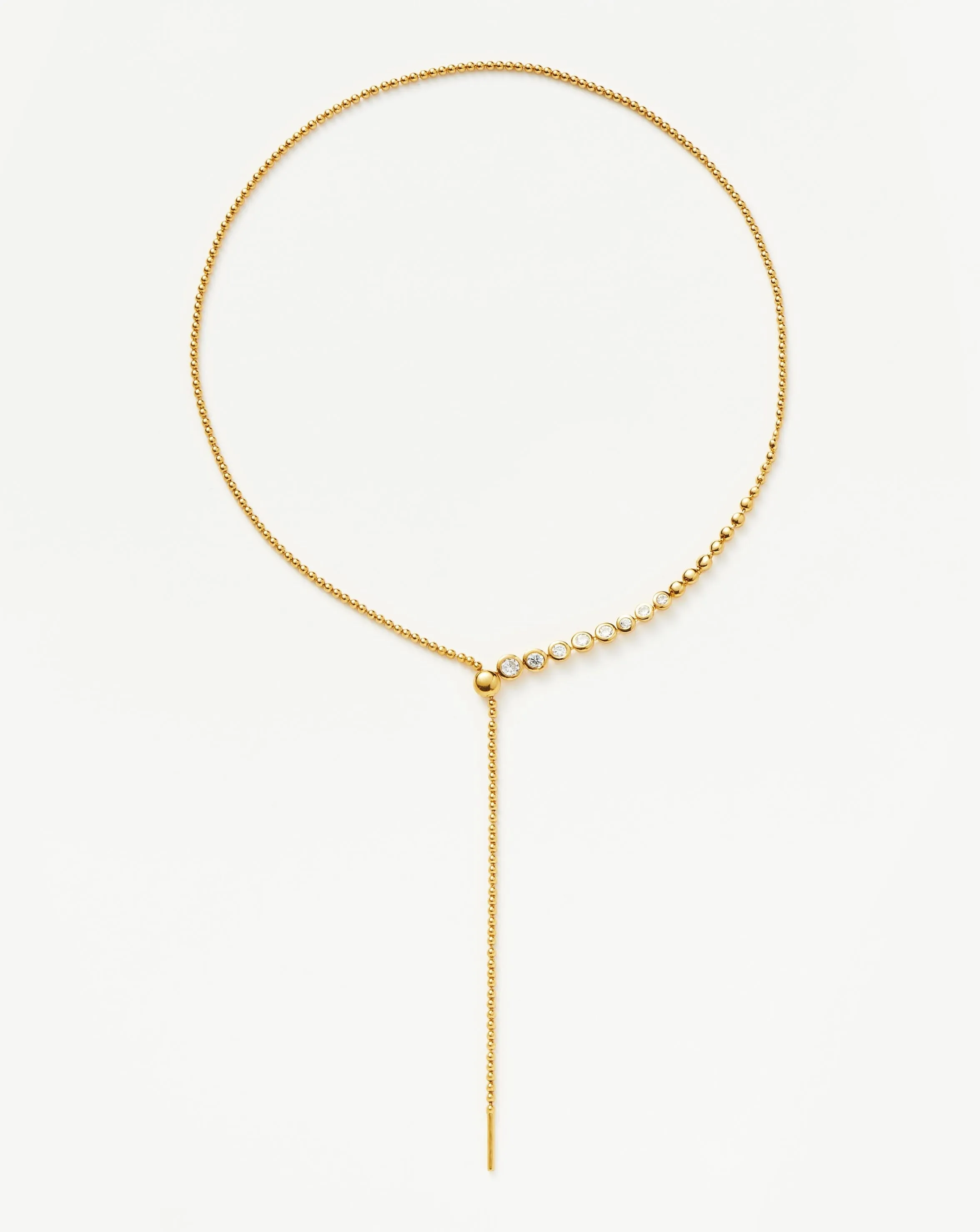Articulated Beaded Stone Slider Lariat Necklace | 18ct Gold Plated Vermeil/Cubic Zirconia