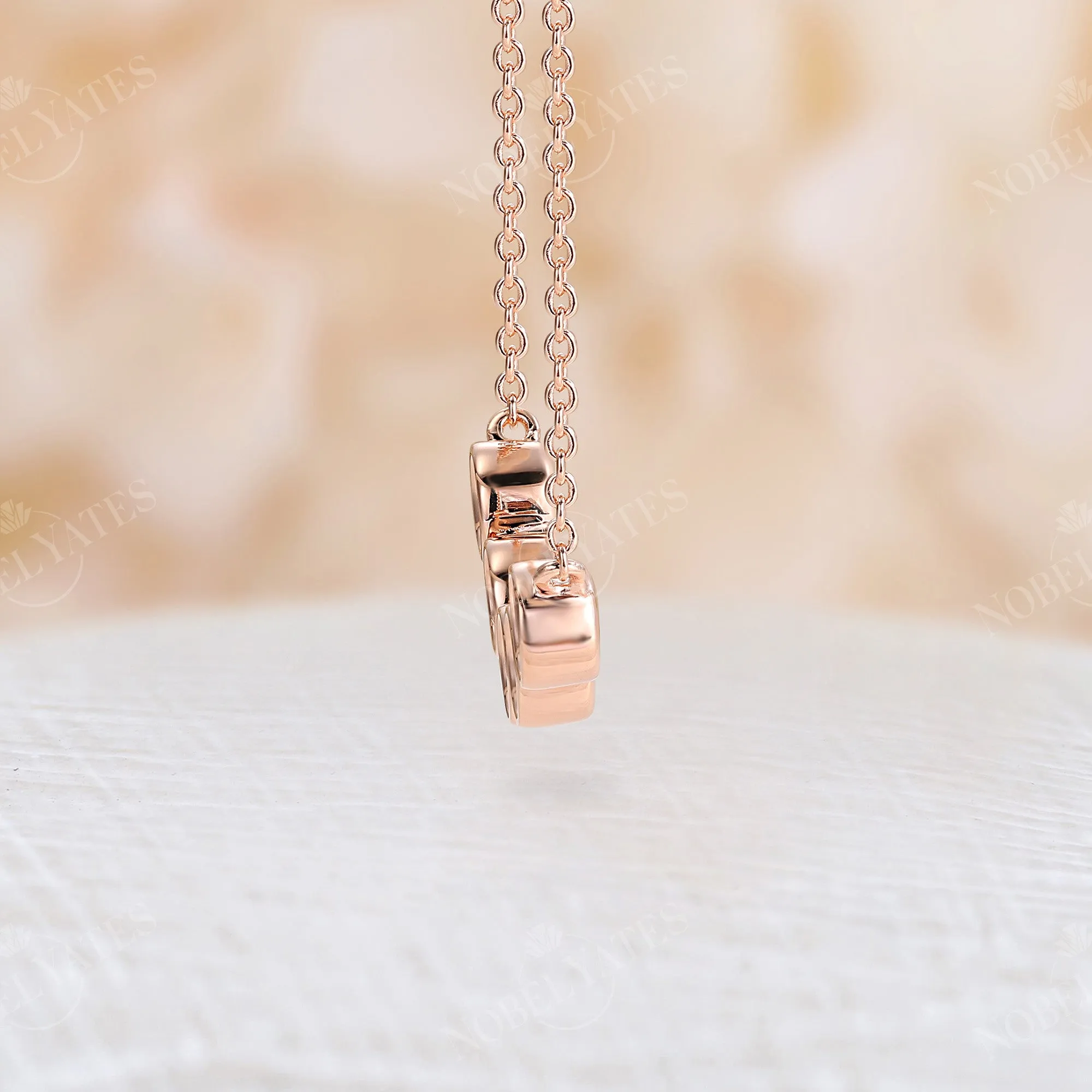 Bezel Round Moissanite Daily Necklace Rose Gold