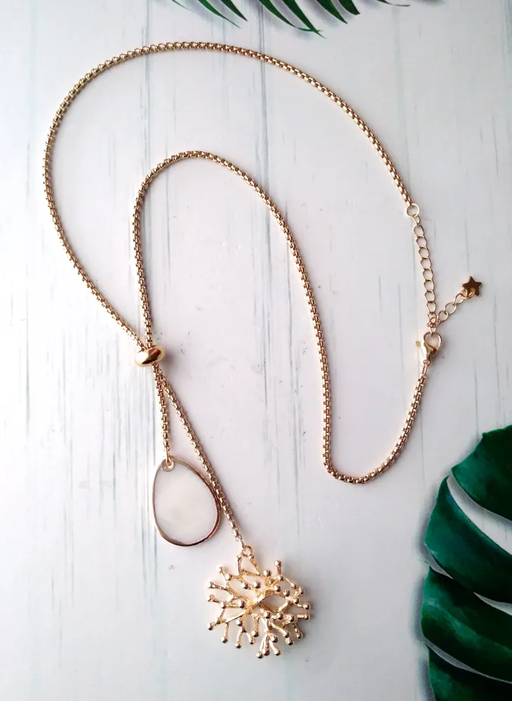 Branch Coral with White Mother of Pearl Slider Necklace