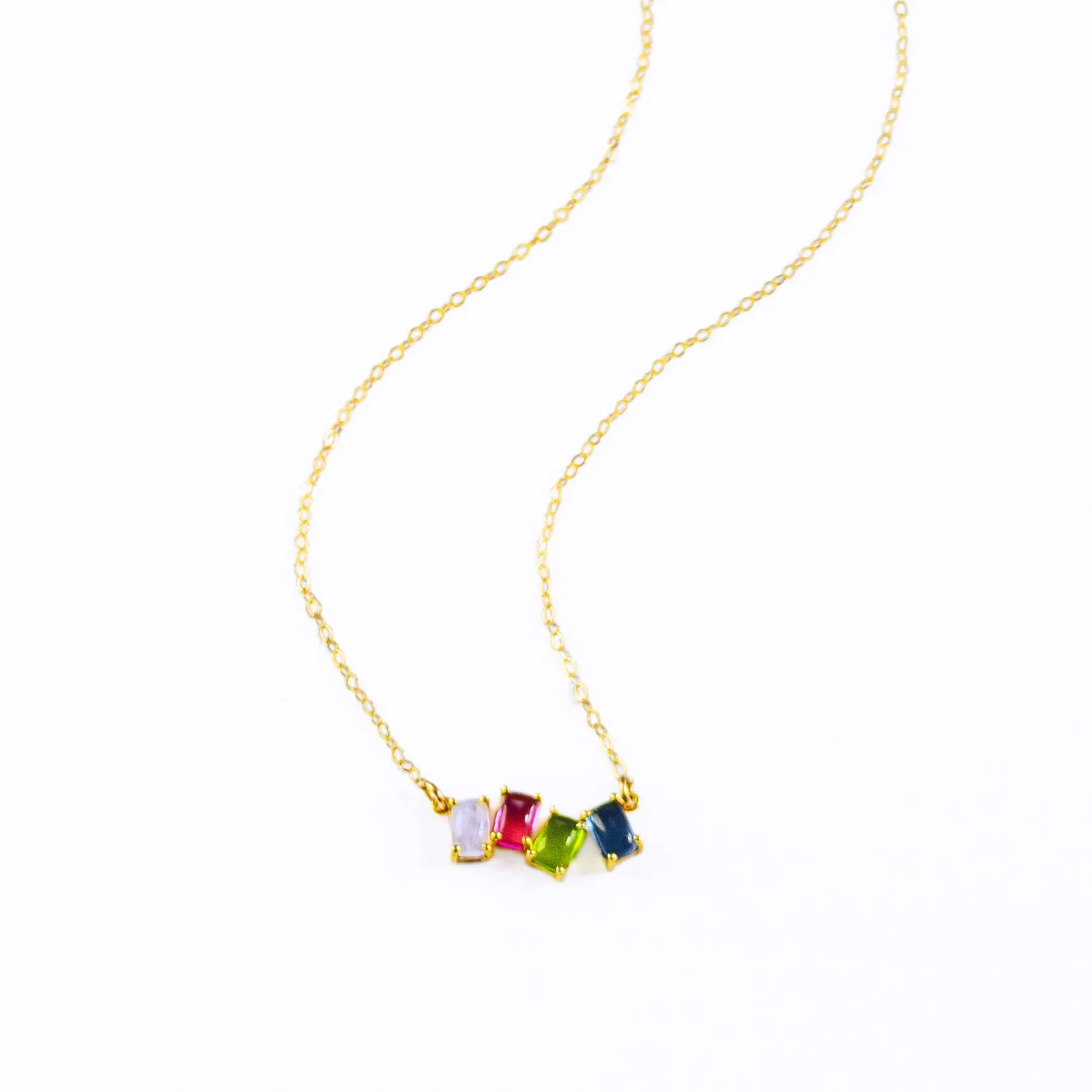 Custom Mom Multi-Stone Rectangular Cabochon Necklace