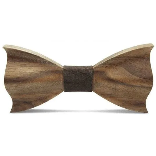 Dark Wood Brown Fabric Adult Bow Tie