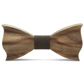 Dark Wood Brown Fabric Adult Bow Tie