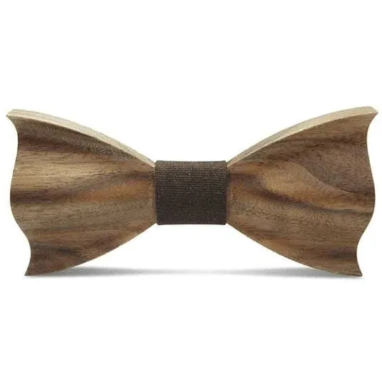 Dark Wood Brown Fabric Adult Bow Tie