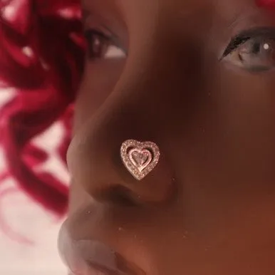 Double Heart Nose Stud Ring Piercing Jewelry