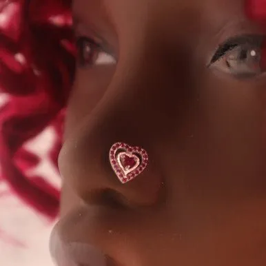 Double Heart Nose Stud Ring Piercing Jewelry
