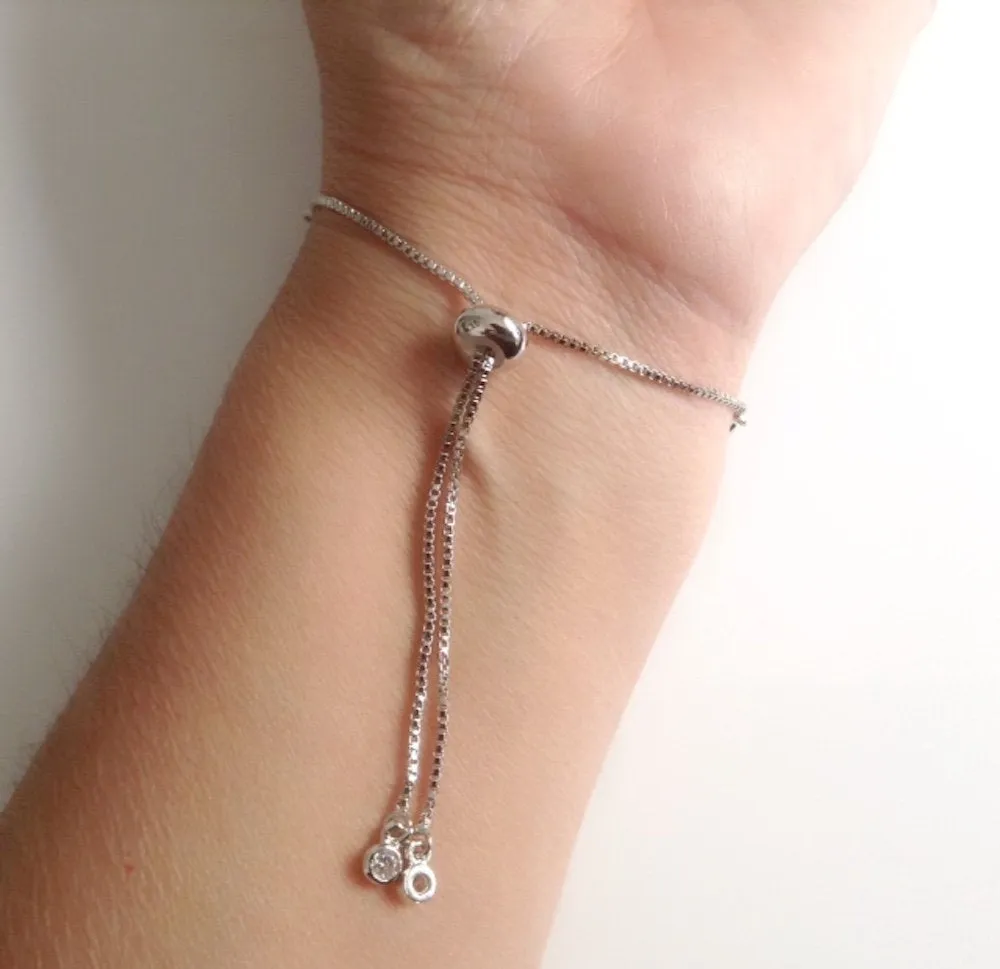 Evil Eye Cubic Zirconia Silver Chain Bracelet