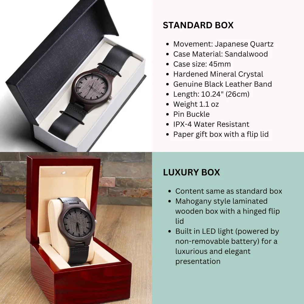 Father of the Bride Gift from Daughter, Thank You For Walking By My Side, Engraved Wooden Watch
