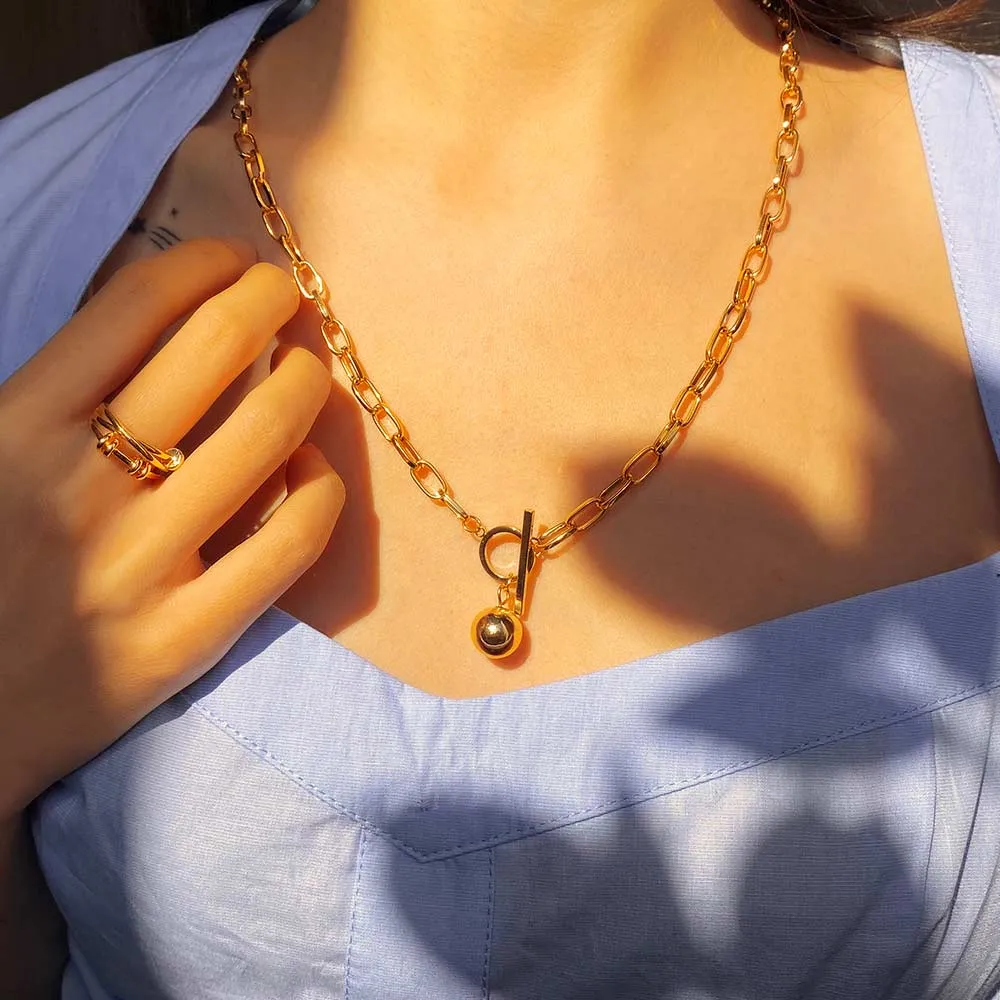 Gold Ball Pendant Necklace