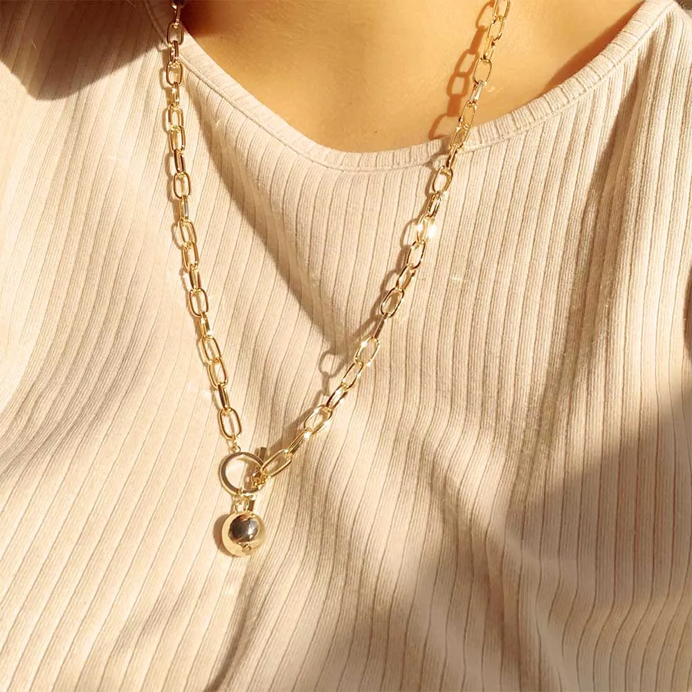 Gold Ball Pendant Necklace