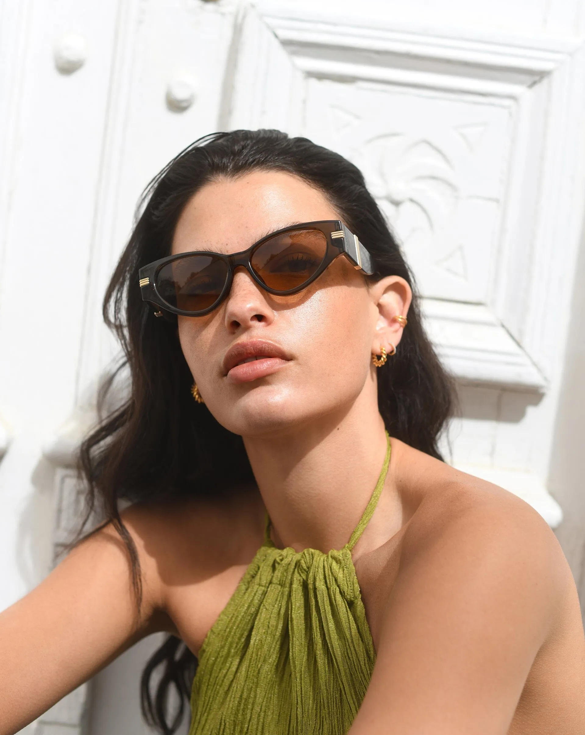 Le Specs Scorpius Ridge Cat-Eye Sunglasses | Olive