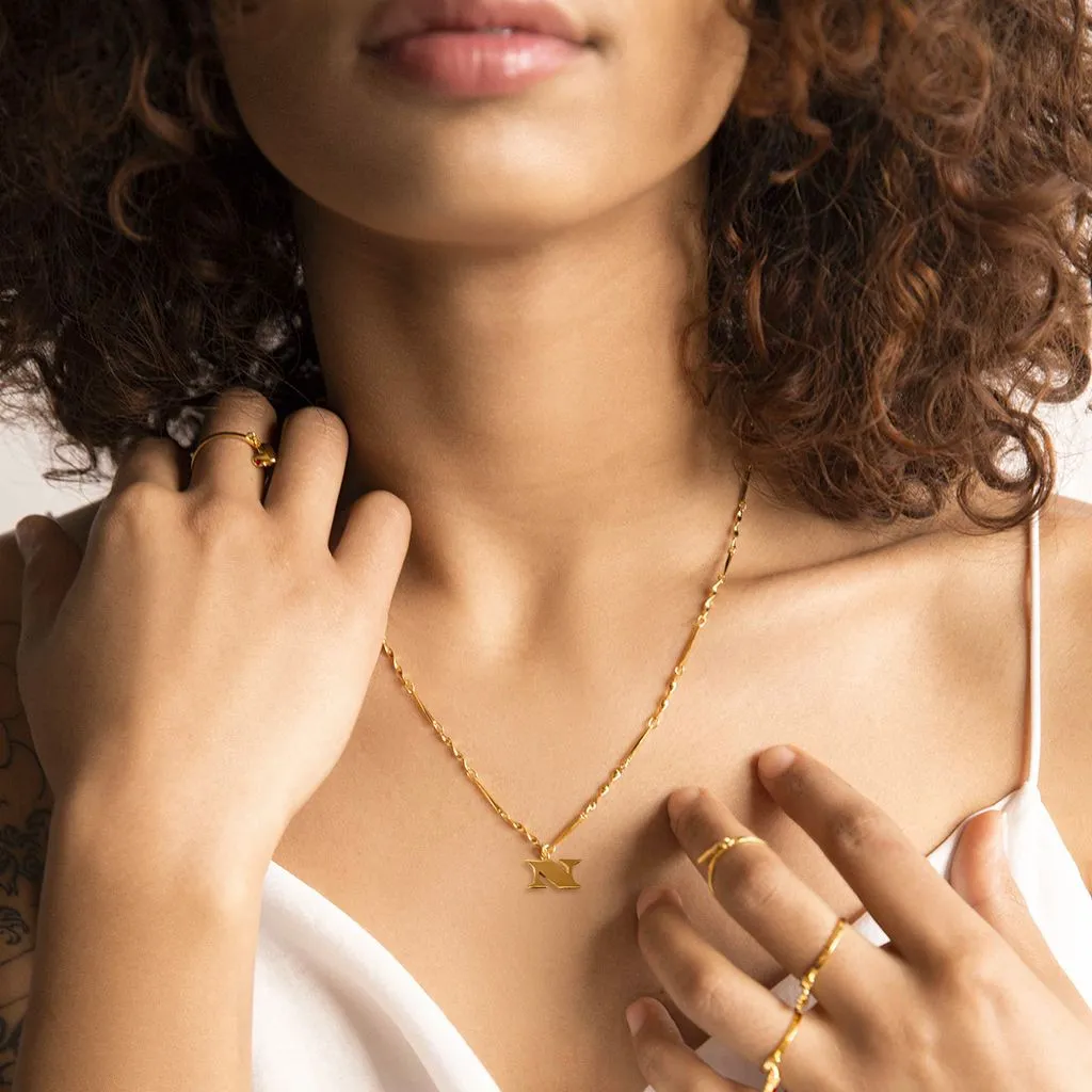 Letter Necklace (N) - Gold