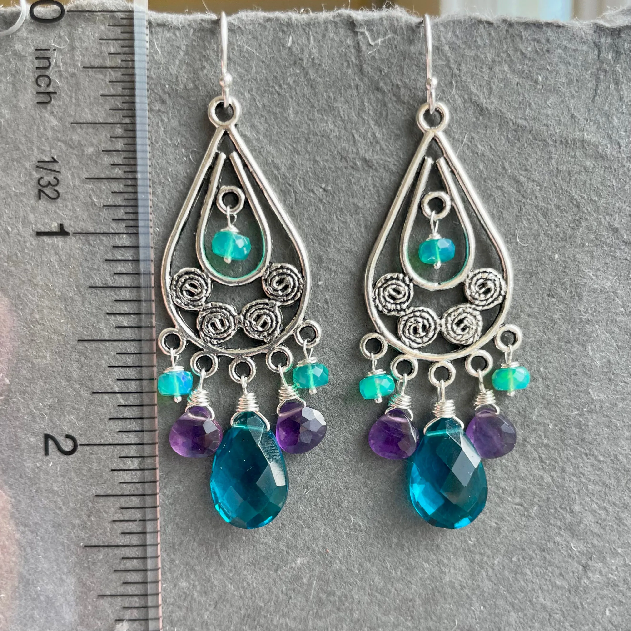 Living Well Chandeliers, Paraiba quartz, Amethyst, Opal