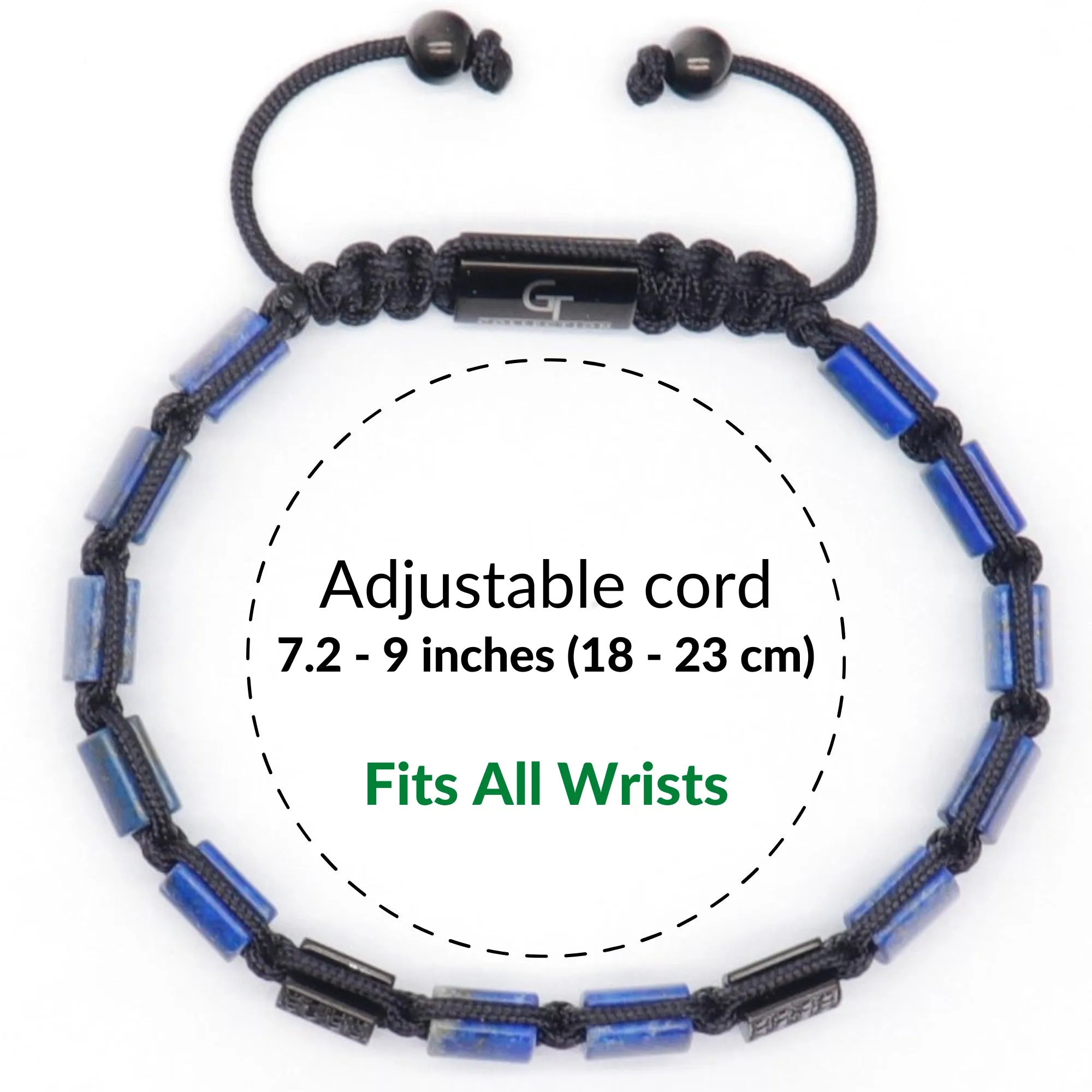 Men's LAPIS LAZULI Flat bead Bracelet - One Size Fits All
