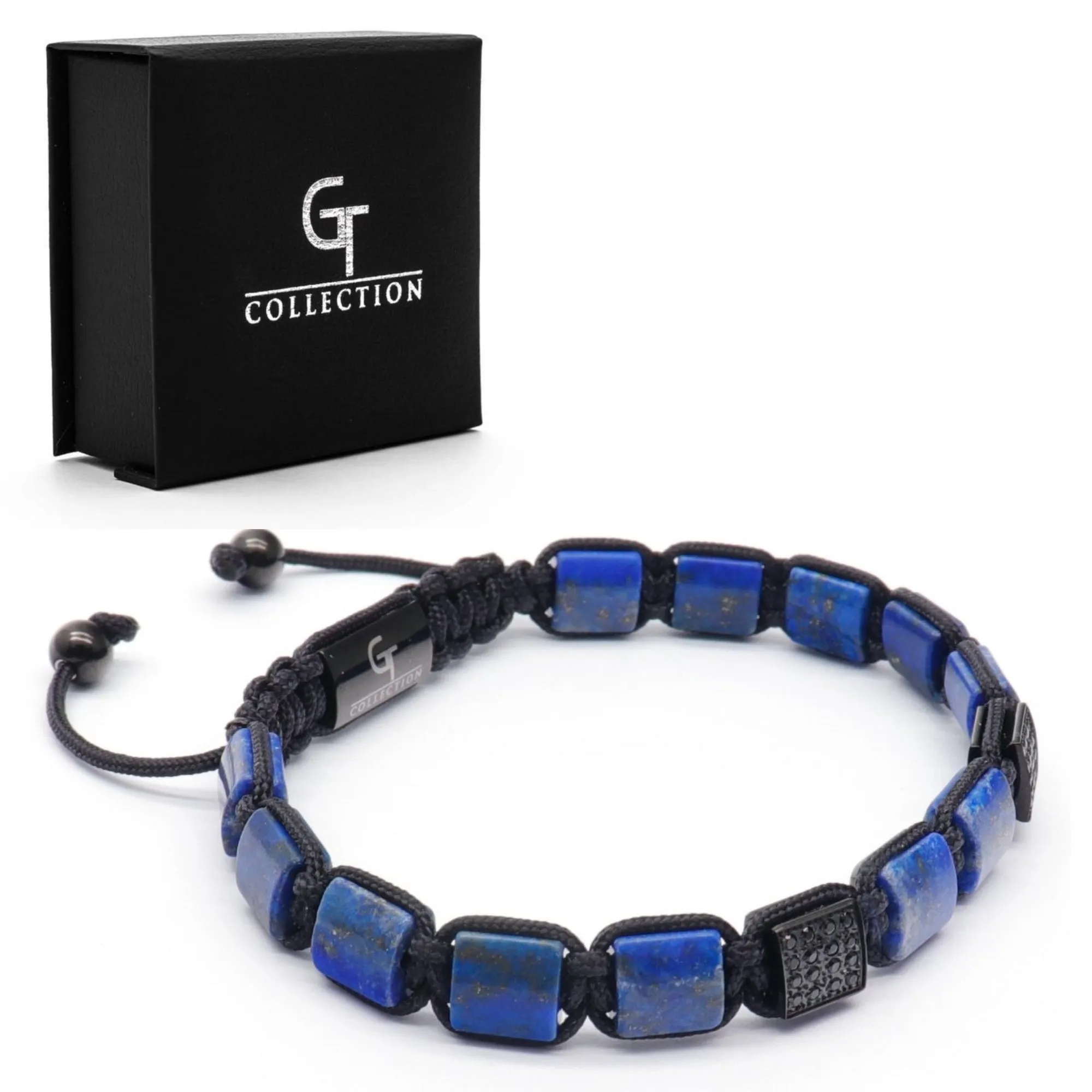 Men's LAPIS LAZULI Flat bead Bracelet - One Size Fits All