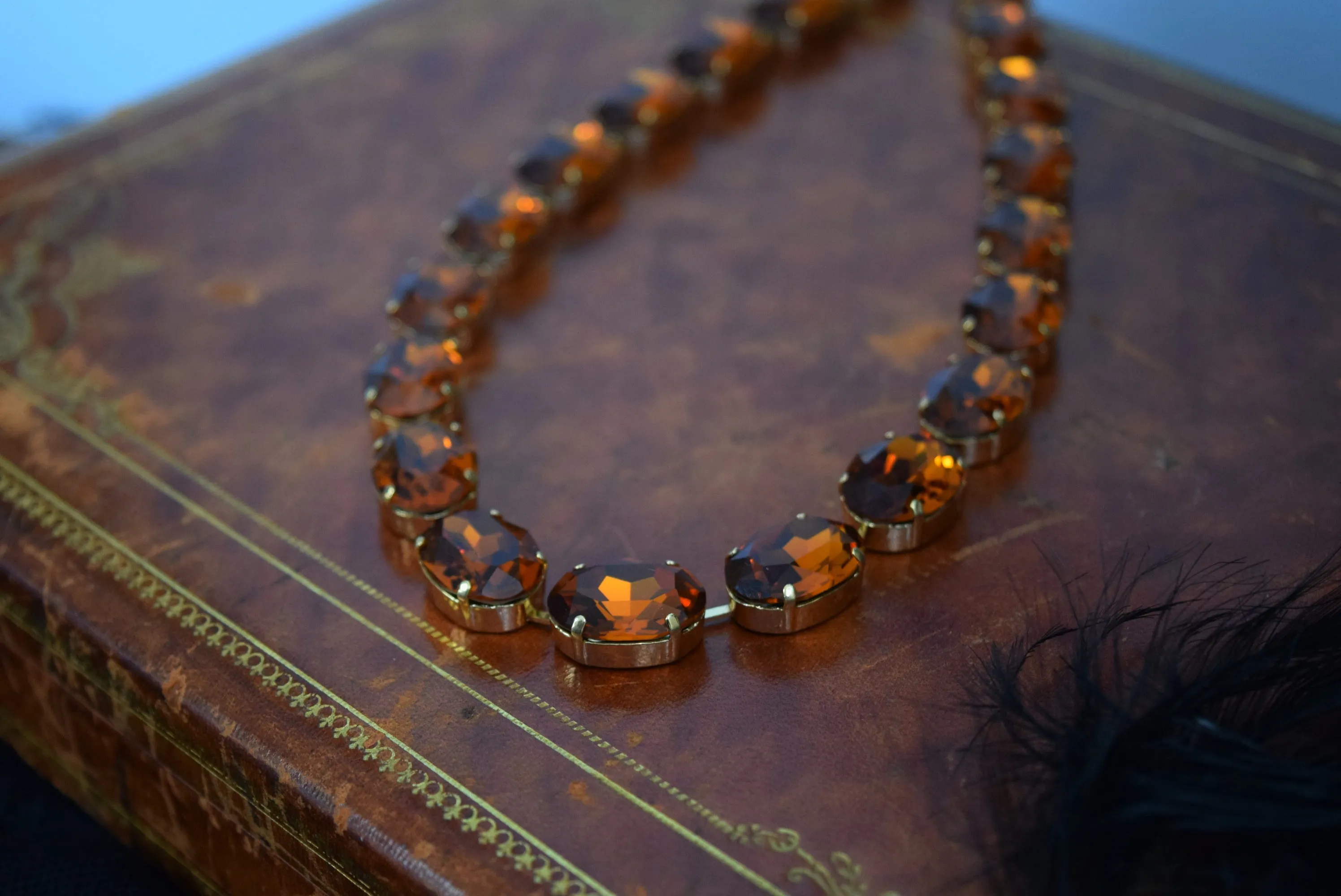 Orange Topaz Aurora Crystal Large Oval Pendant Necklace - Stunning and Elegant Jewelry Piece