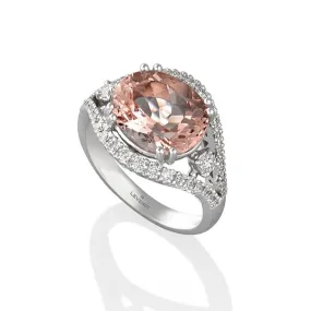 Pink Morganite and Diamond Ring