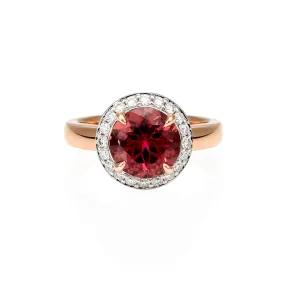 Pink Round Brilliant Tourmaline Rose Gold Ring