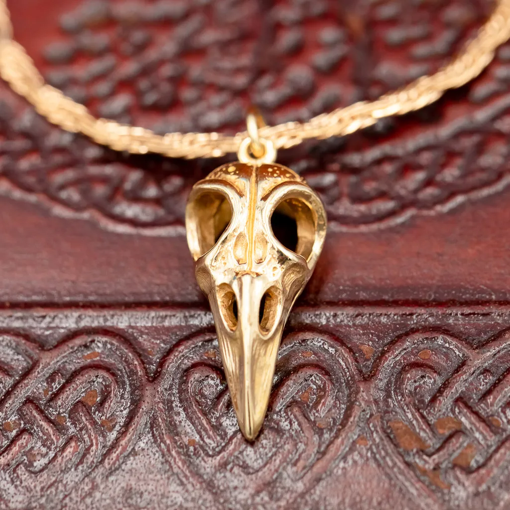 Small Bronze Raven's Skull Pendant