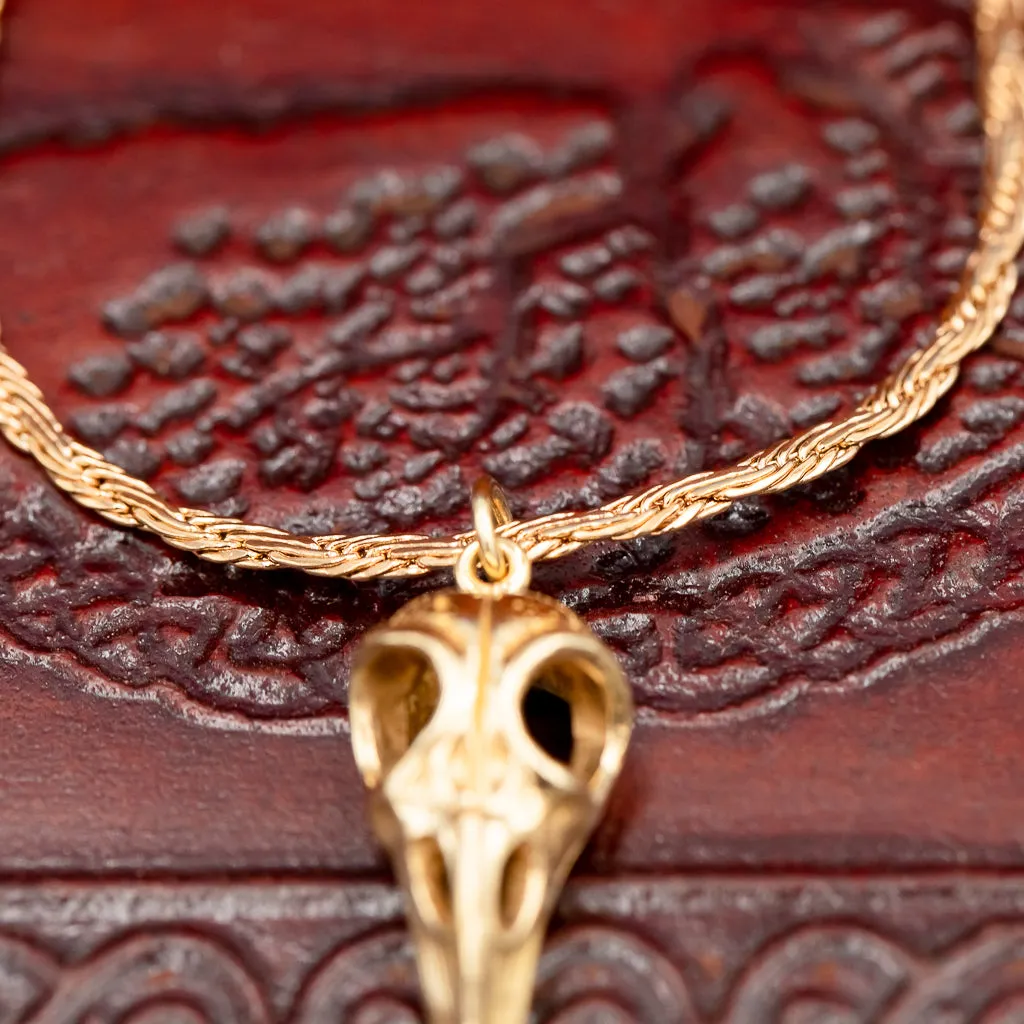 Small Bronze Raven's Skull Pendant