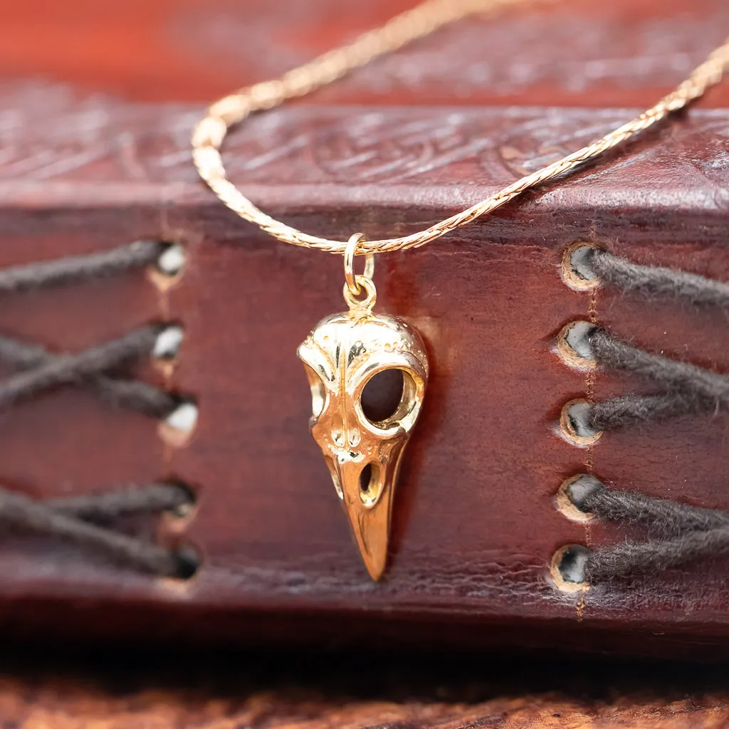 Small Bronze Raven's Skull Pendant