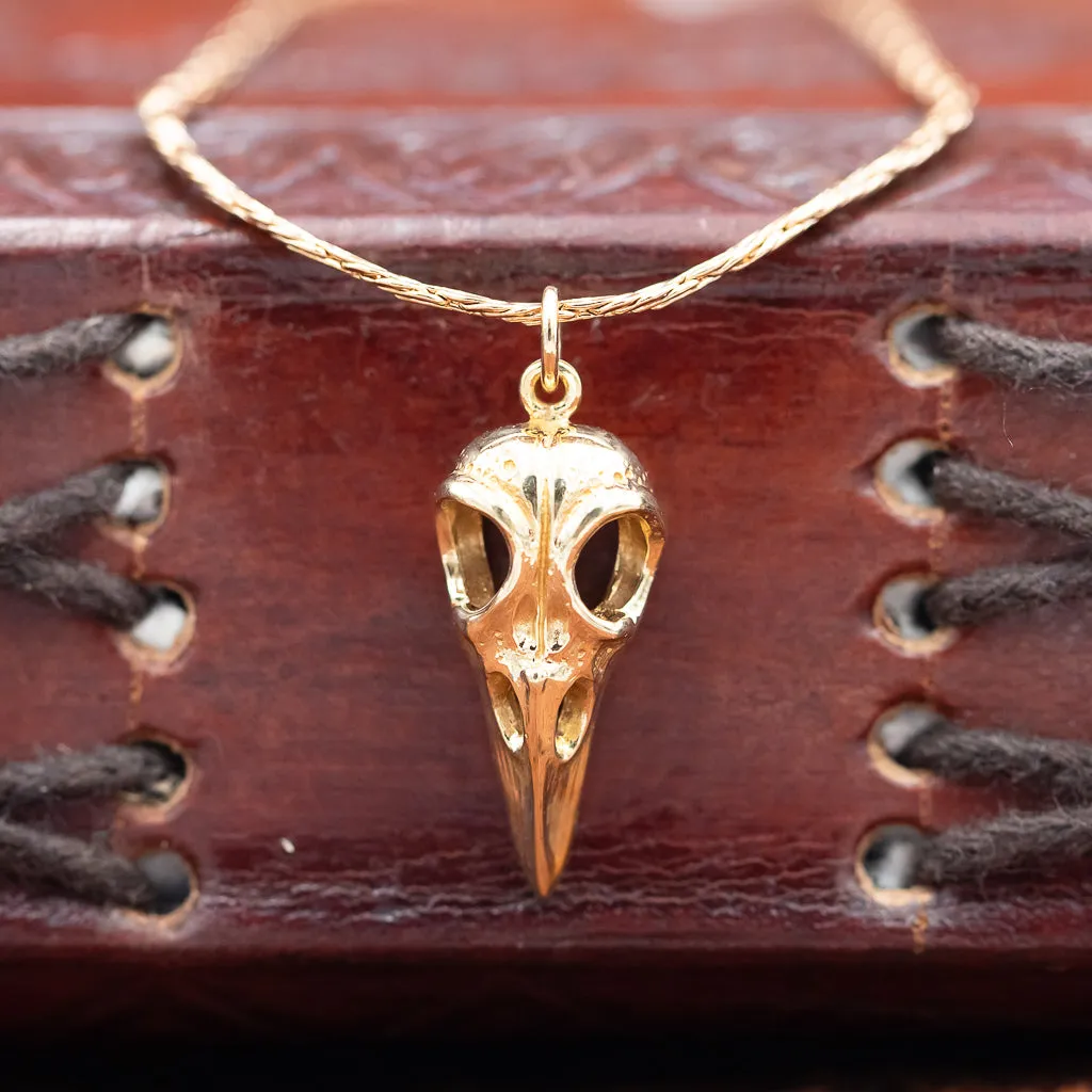 Small Bronze Raven's Skull Pendant