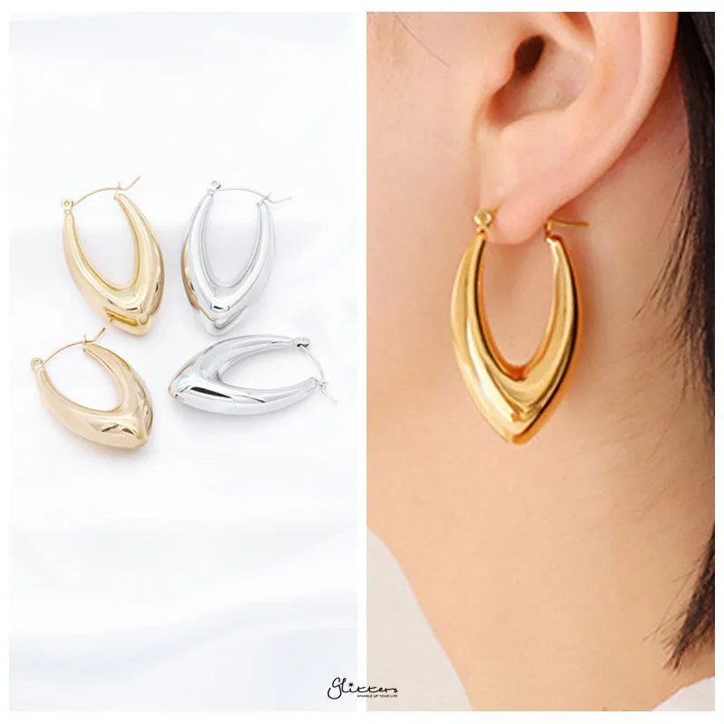 Stainless Steel Chunky Oval Hoop Earrings - Gold