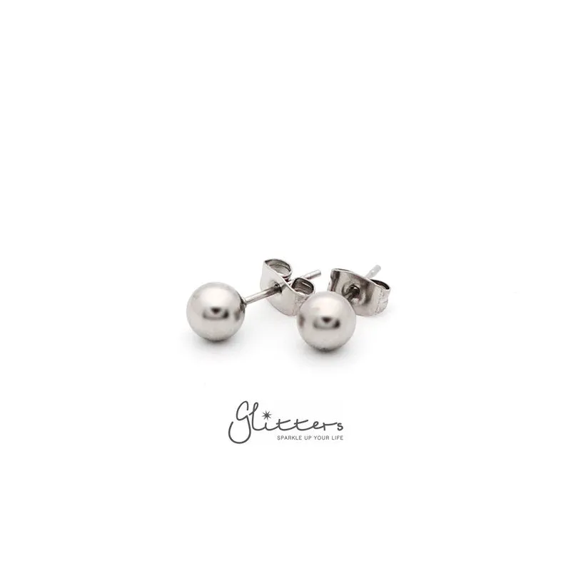 Stainless Steel Round Ball Stud Earrings-3mm | 4mm | 5mm | 6mm
