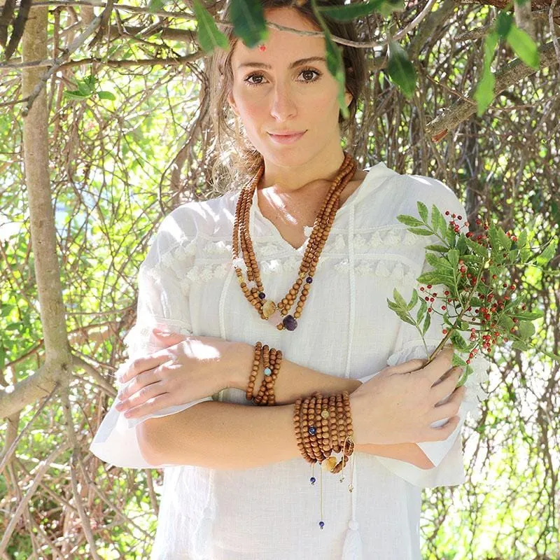 Success Sandalwood and Citrine Mala Necklace