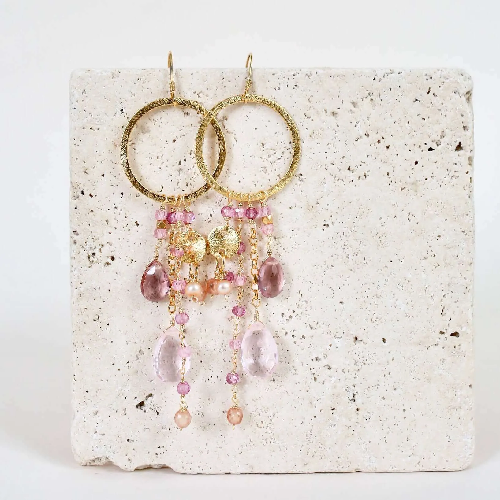 The Ammil Earring - Rose Pink Gemstones