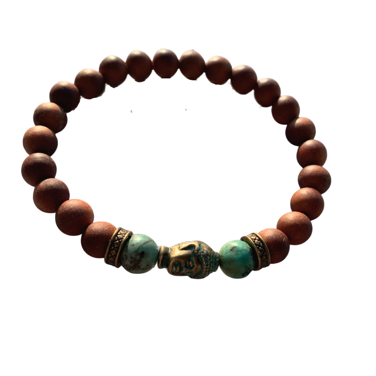 Turquoise & Sandalwood Buddha Gemstone Bracelet