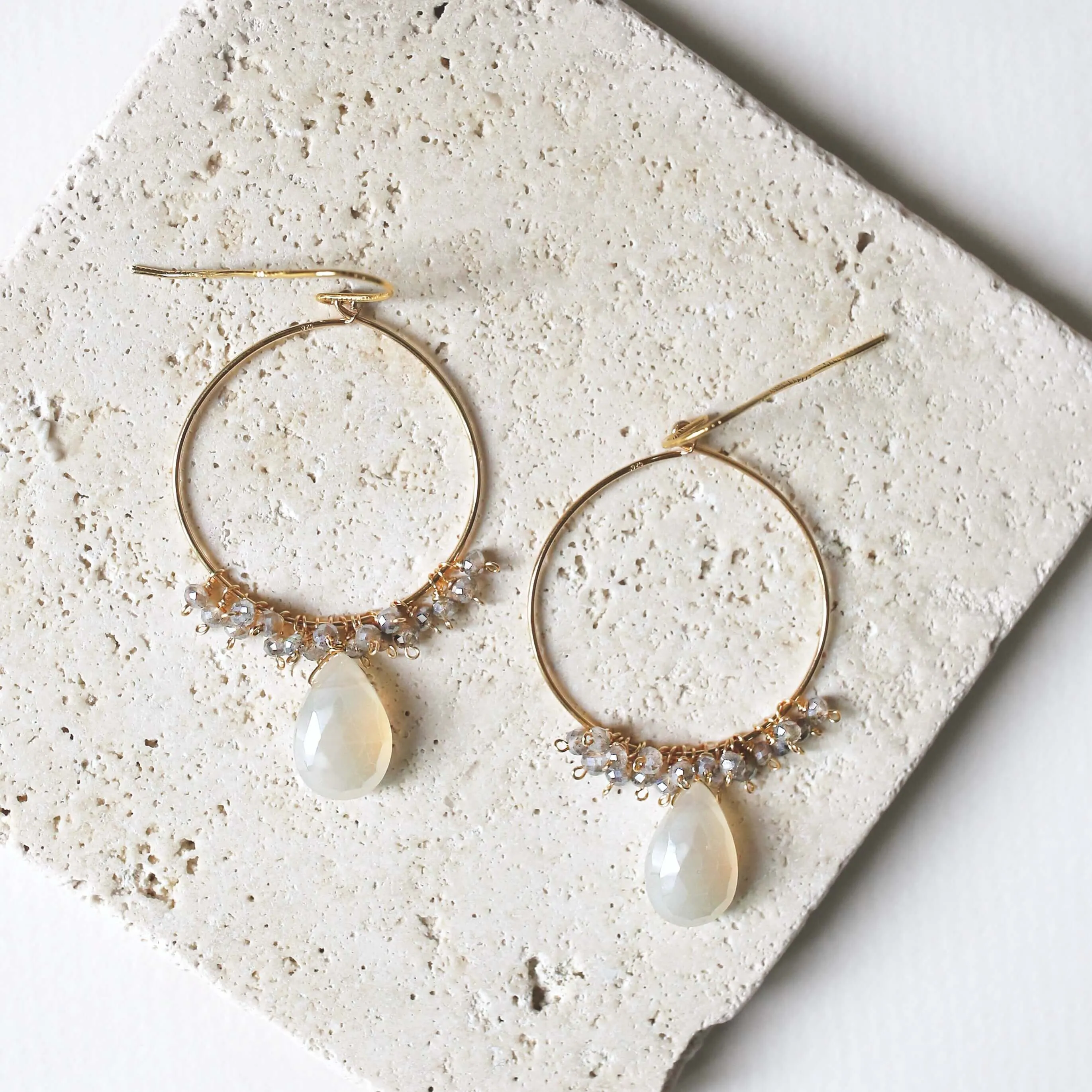 White Chalcedony Swing Earrings